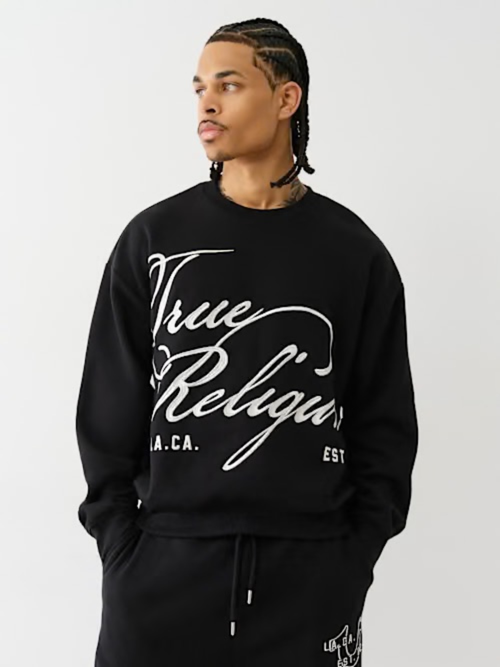 True Religion script logo crewneck sweatshirt size 3xl black streetwear